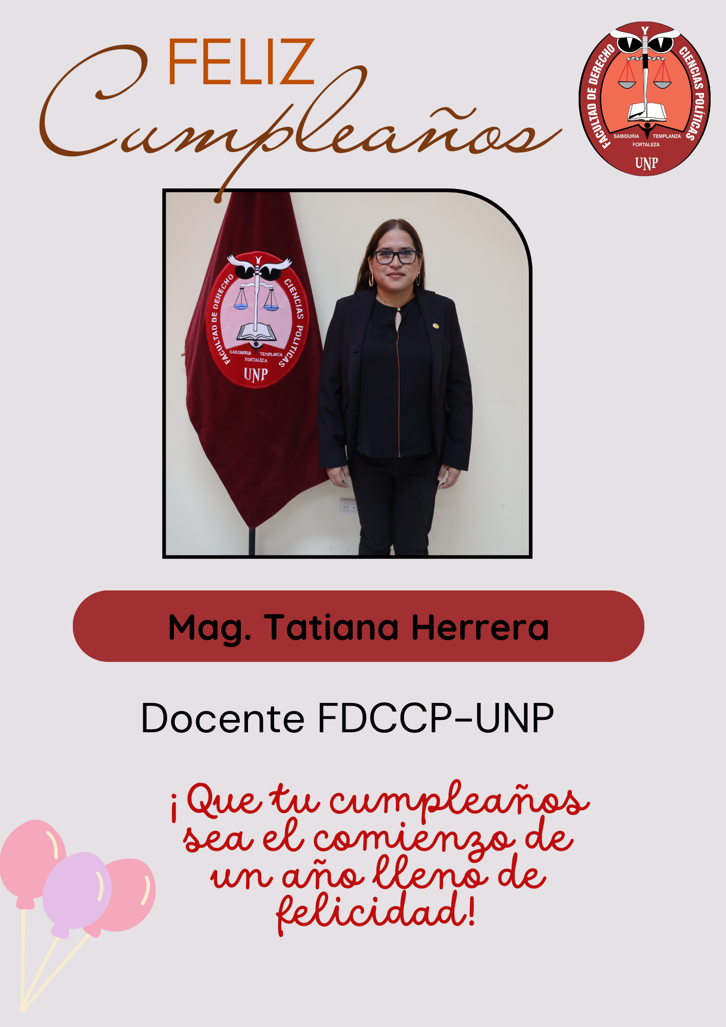 FELIZ CUMPLEAÑOS DOCENTE – Magíster Tatiana Herrera