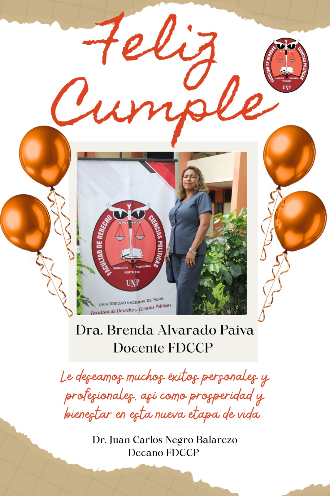 FELIZ CUMPLEAÑOS DOCENTE – Dra. Brenda Alvarado Paiva