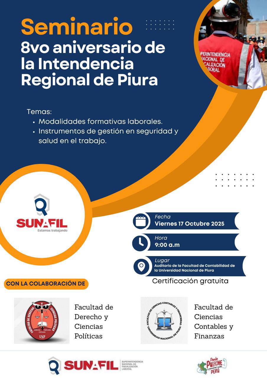 ¡Participa en el Seminario por el 8° Aniversario de la Intendencia Regional de Piura – SUNAFIL!