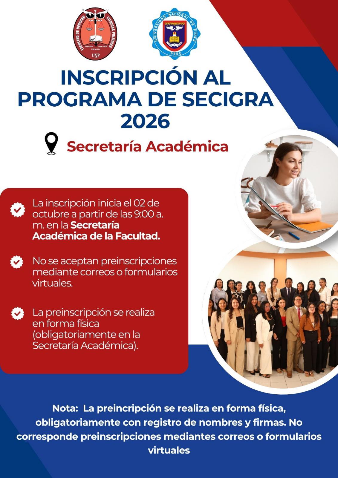PROYECCIÓN DE ESTUDIANTES DE DERECHO INTERESADOS EN INSCRIBIRSE AL PROGRAMA SECIGRA DERECHO 2026