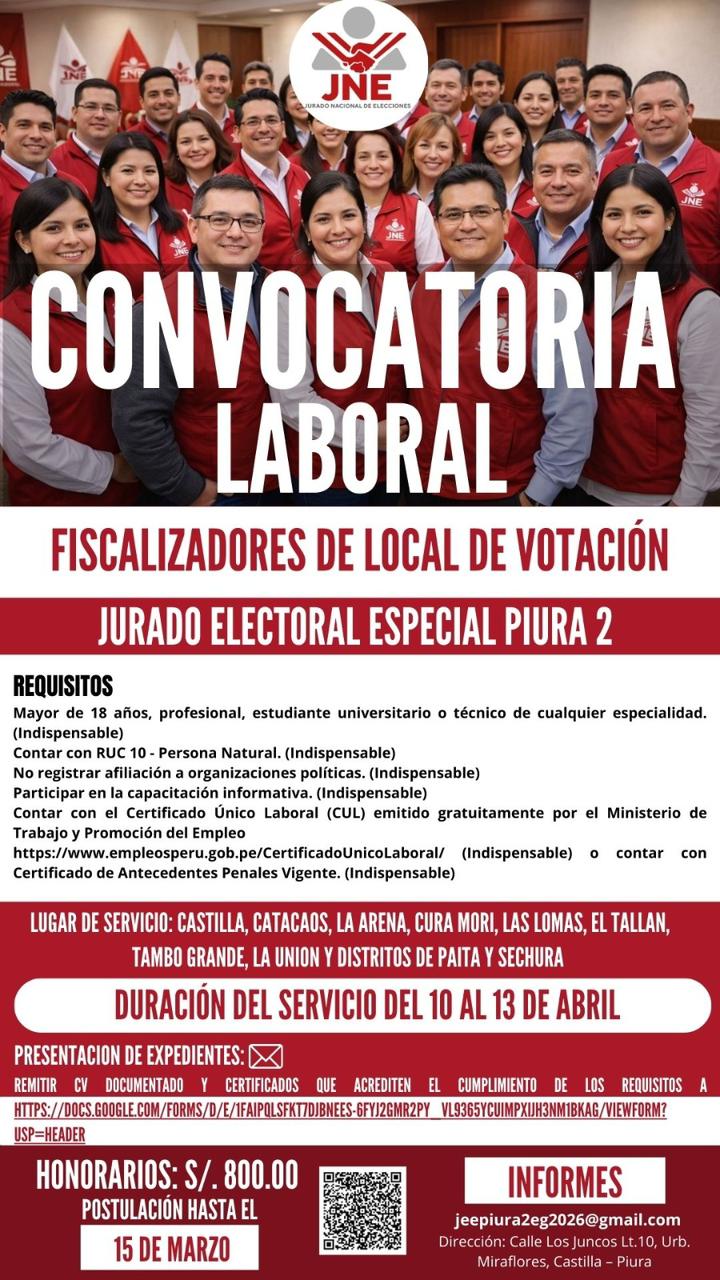CONVOCATORIA LABORAL – ELECCIONES 2026