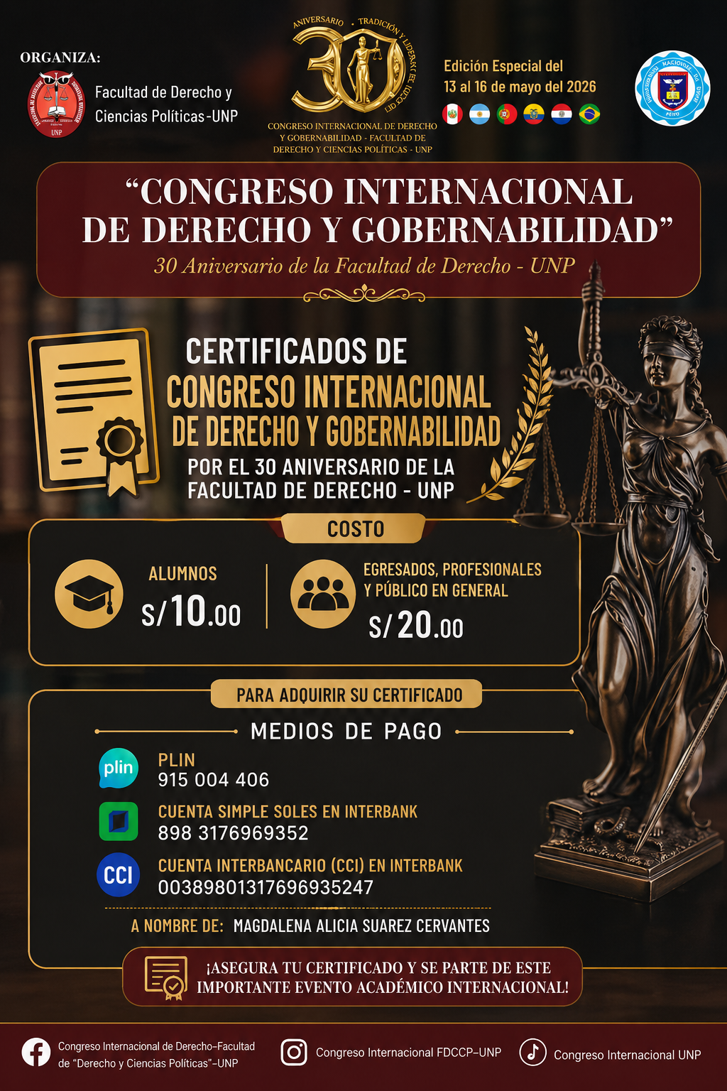 Certificados del Congreso Internacional de Derecho y Gobernabilidad