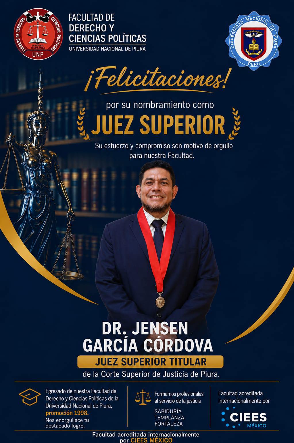 ORGULLO FDCP – UNP: EGRESADOS NOMBRADOS JUECES SUPERIORES