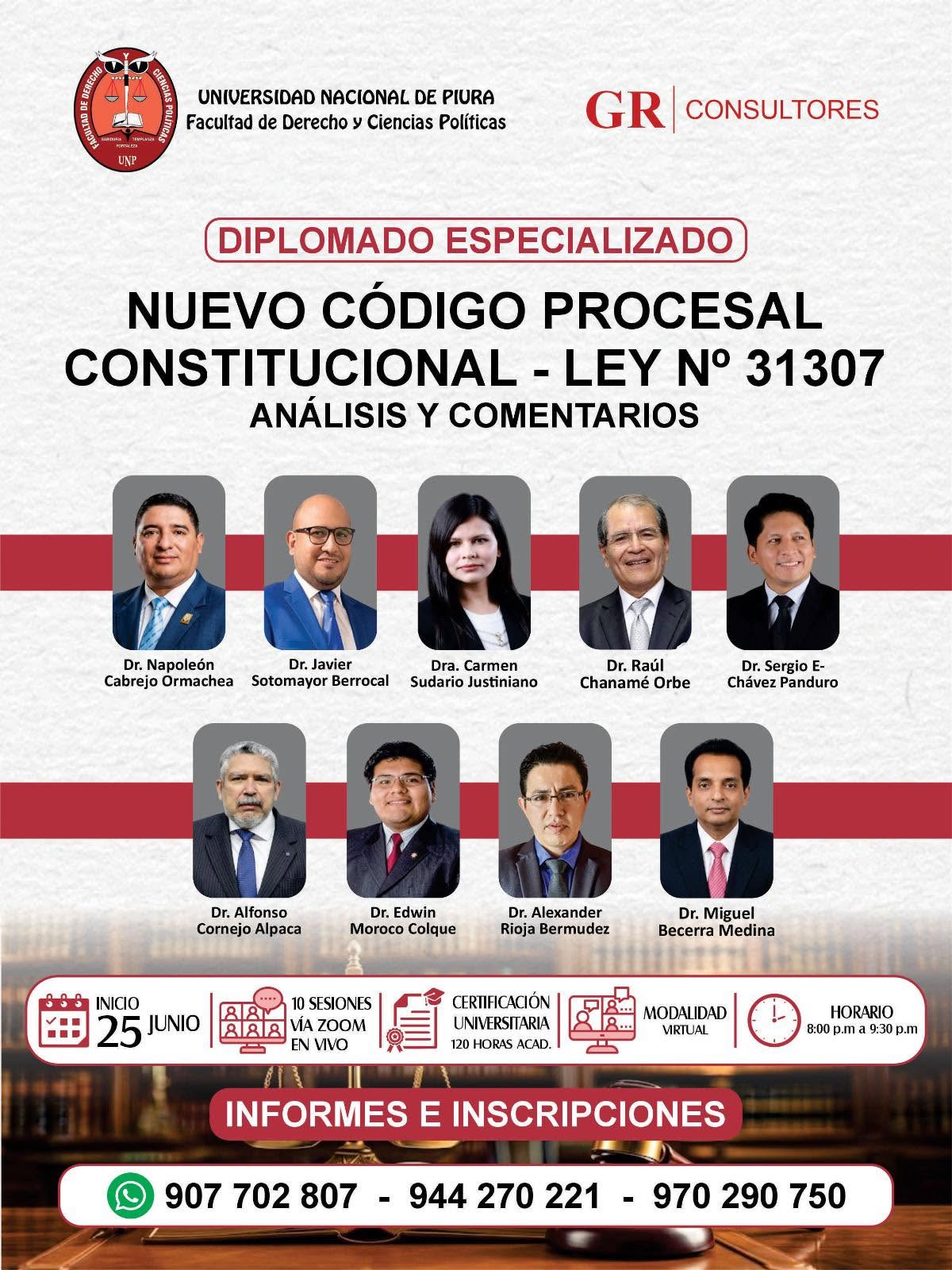 Diplomado Especializado: “Nuevo Código Procesal Constitucional – Ley N.° 31307: Análisis y Comentarios”.