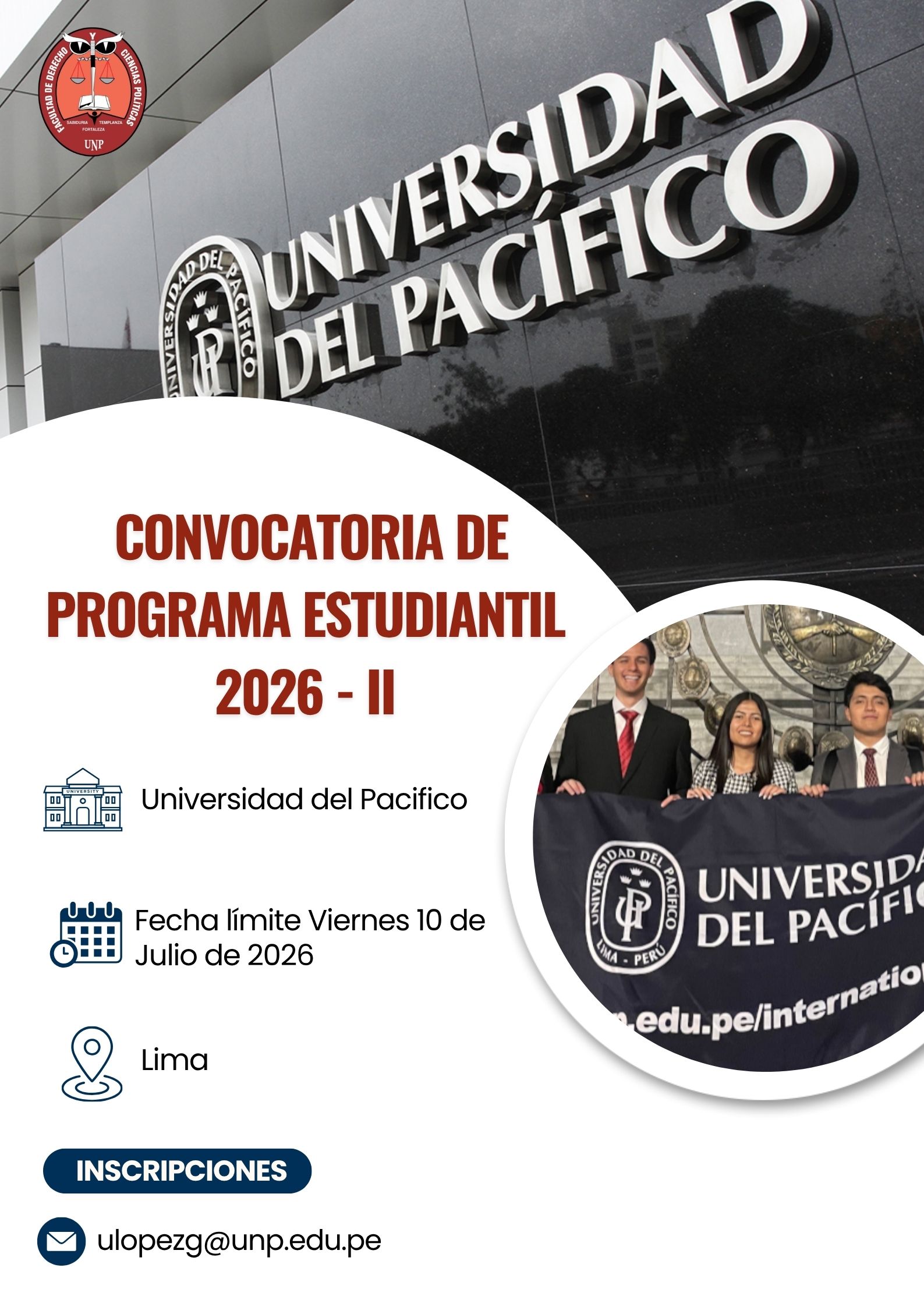 ¡Convocatoria abierta para el Programa Estudiantil de la Universidad del Pacífico 2026-II!
