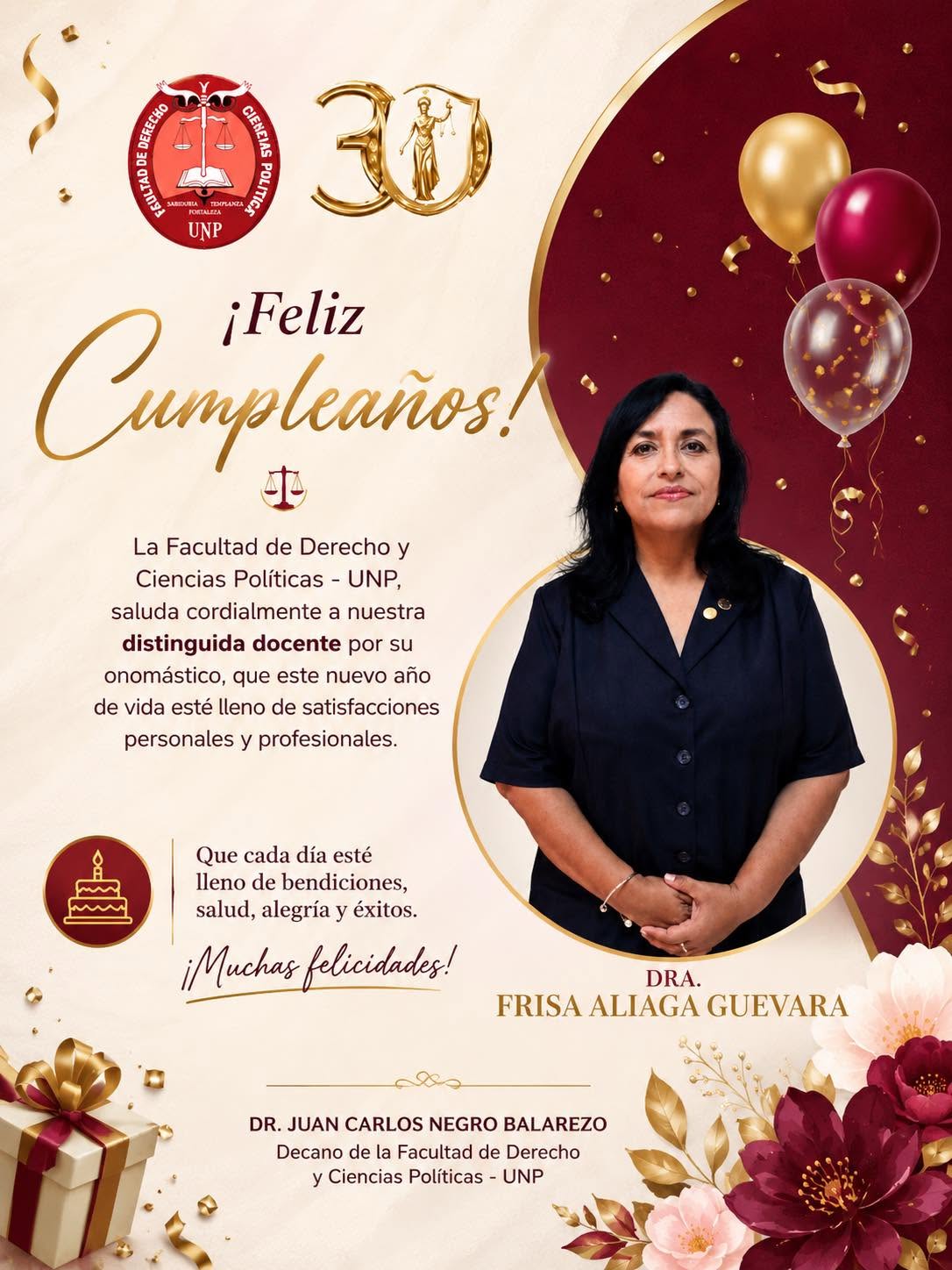 FELIZ CUMPLEAÑOS – Dra.Frisa  Aliaga Guevara
